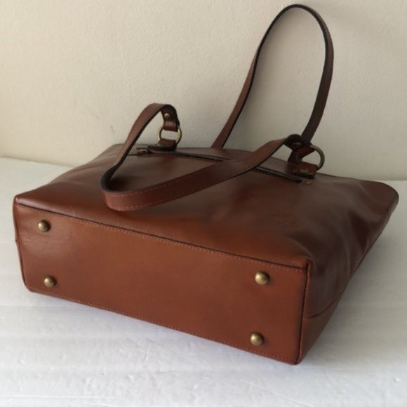 Patricia Nash Alessano Leather Handbag Tote Tan Brown Handbag Purse - Picture 10 of 14